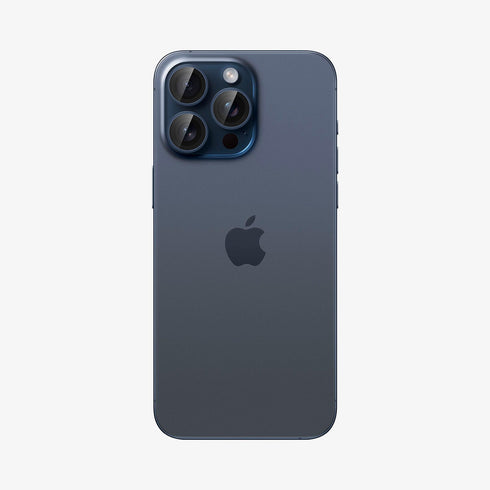 AGL07163 - iPhone 15 Pro / 15 Pro Max Optik Pro Lens Protector in natural titanium showing the device
